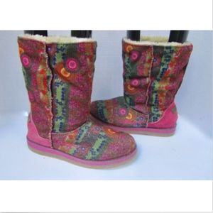 Desigual Suede Fabric Floral Lined Boots Calf Hi